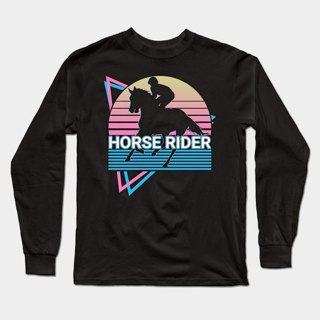 Horse Rider Horseback Riding Retro Gift Long Sleeve T-Shirt by Alex21
